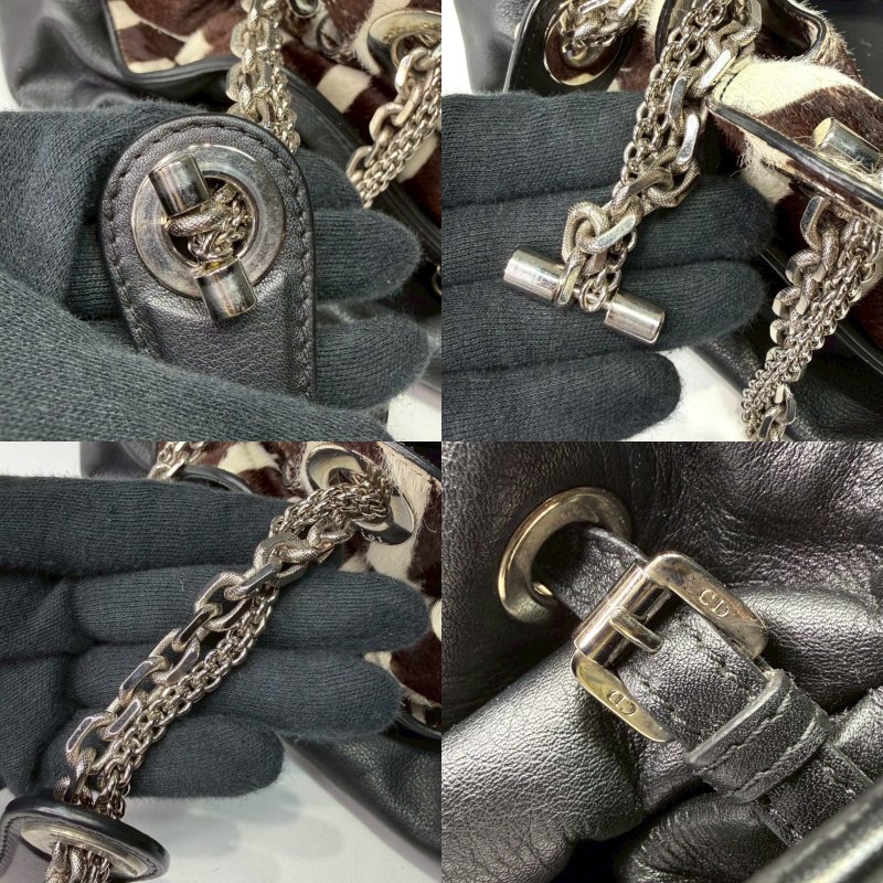 DIOR 牛皮黑銀鍊條雲朵包-6