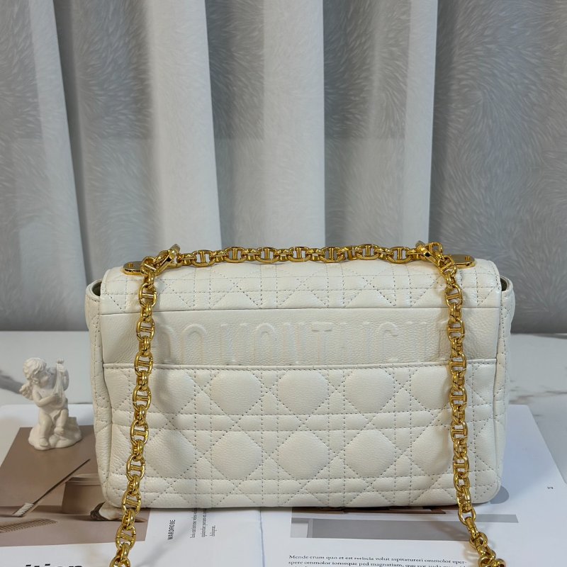 DIOR Caro藤格紋斜背包 - 中號白金-5