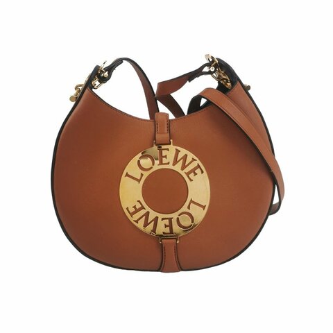Loewe Joyce牛皮純色logo圓環斜挎包單肩包
