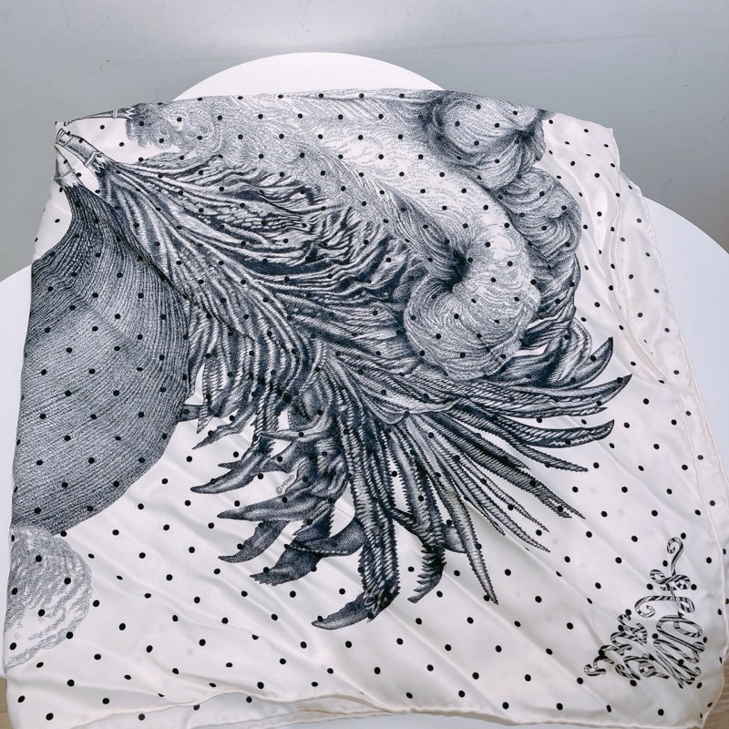 TW4641 HERMES 愛馬仕植物圖案方形小絲巾SCARF PLUMETS ET PANACHES-1