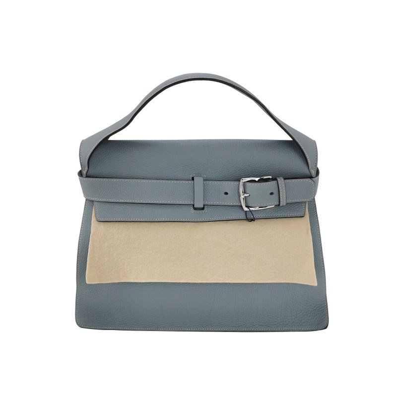 Hermes Etribelt35手提包Togo牛皮銀扣P0木偶灰框Q刻-0