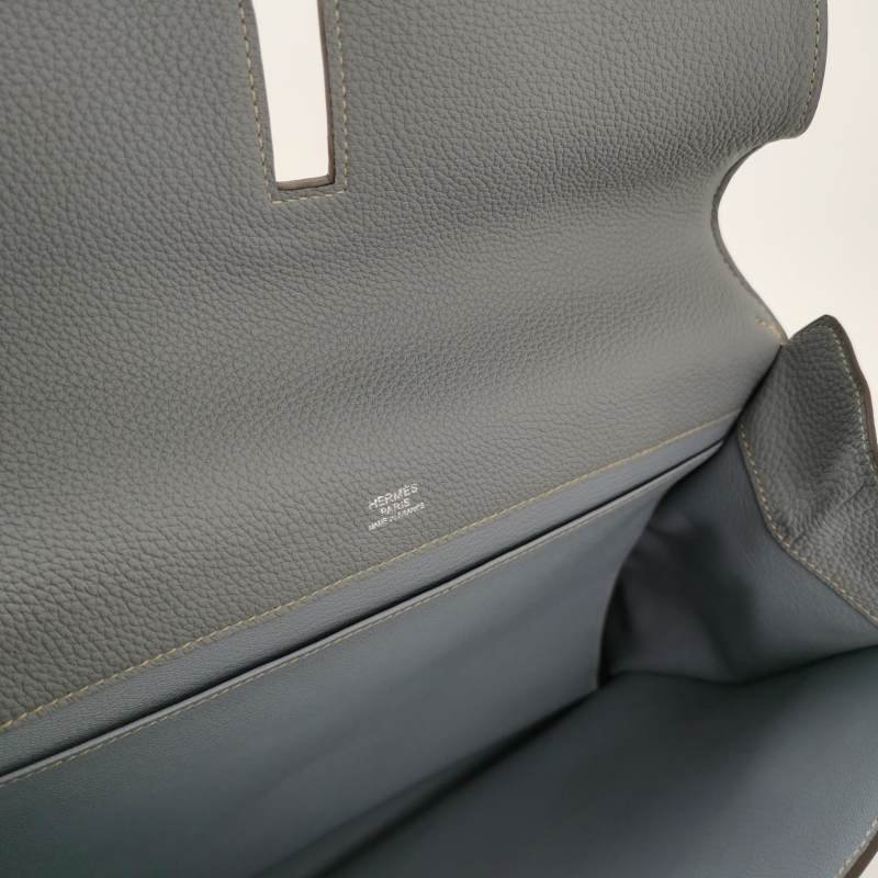 Hermes Etribelt35手提包Togo牛皮銀扣P0木偶灰框Q刻-7