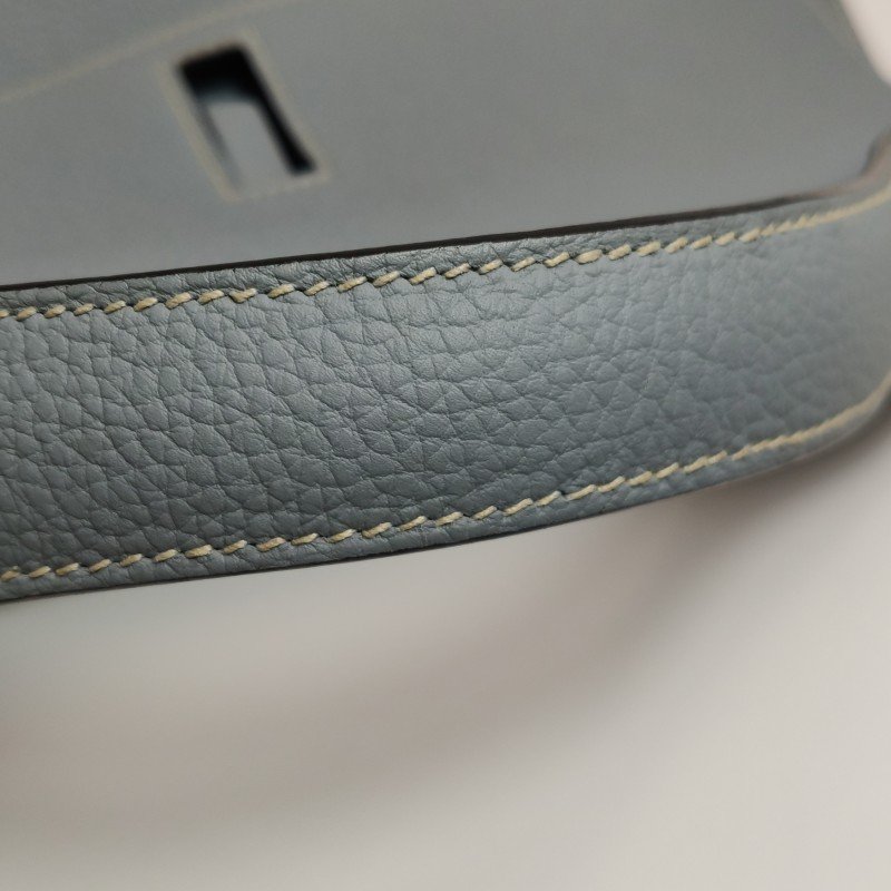 Hermes Etribelt35手提包Togo牛皮銀扣P0木偶灰框Q刻-15