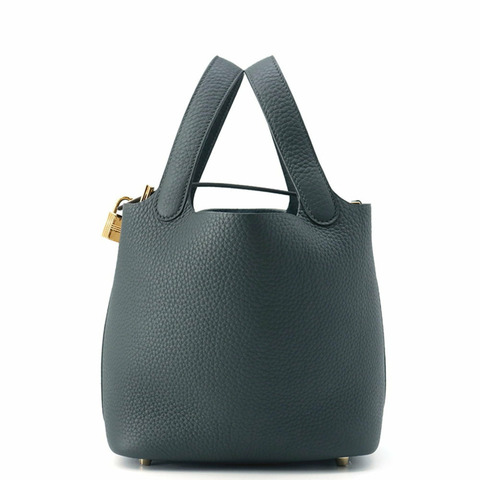 Hermes Hermès Picotin Lock PM 手提包，Vert Mangrove，Taurillon Clemence 皮革，K Stamp
