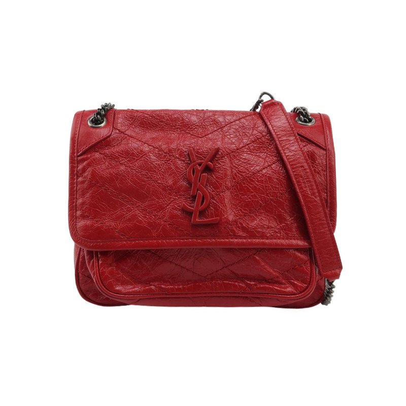 Saint Laurent Niki小號油蠟皮純色V紋絎縫YSL標誌單肩包-0