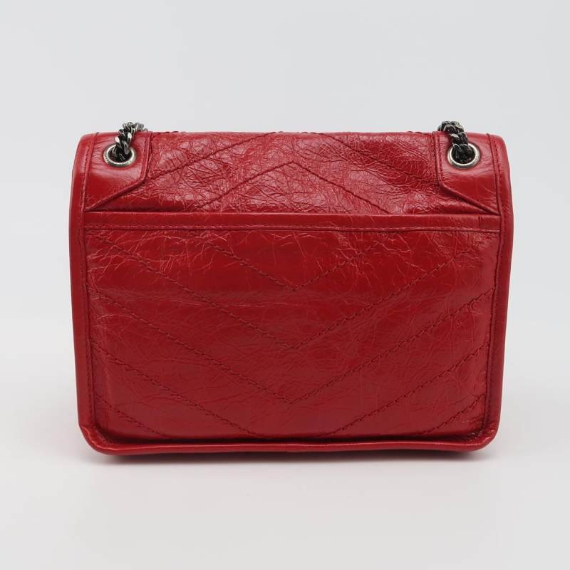 Saint Laurent Niki小號油蠟皮純色V紋絎縫YSL標誌單肩包-4