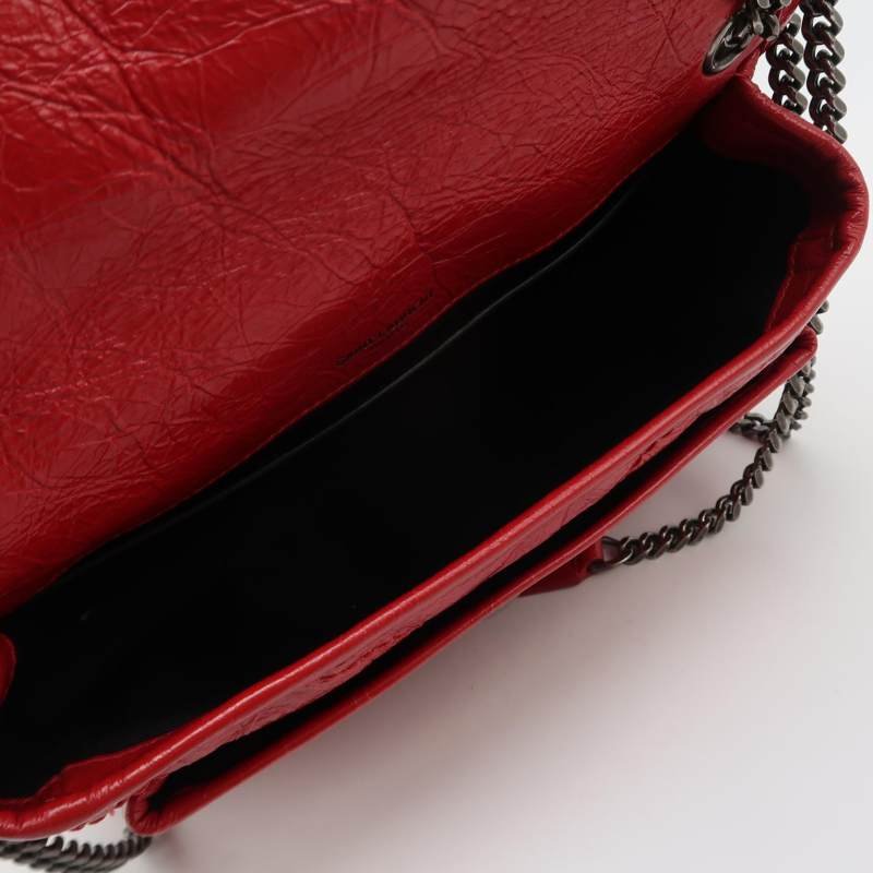 Saint Laurent Niki小號油蠟皮純色V紋絎縫YSL標誌單肩包-6