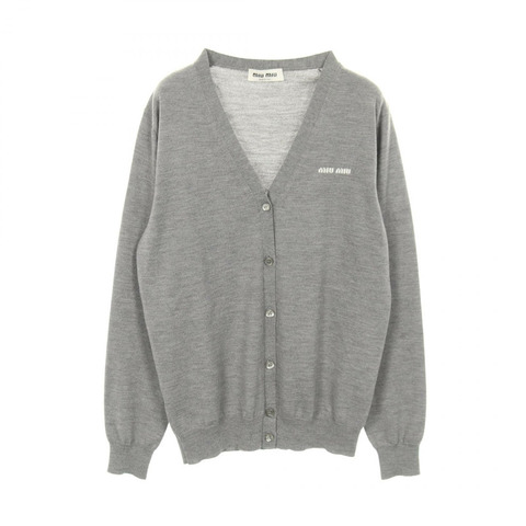 Miu Miu Logo 羊毛開襟衫 灰色 #38 二手女款