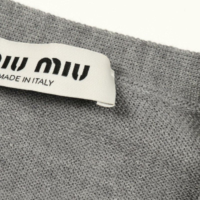 Miu Miu Logo 羊毛開襟衫 灰色 #38 二手女款-6