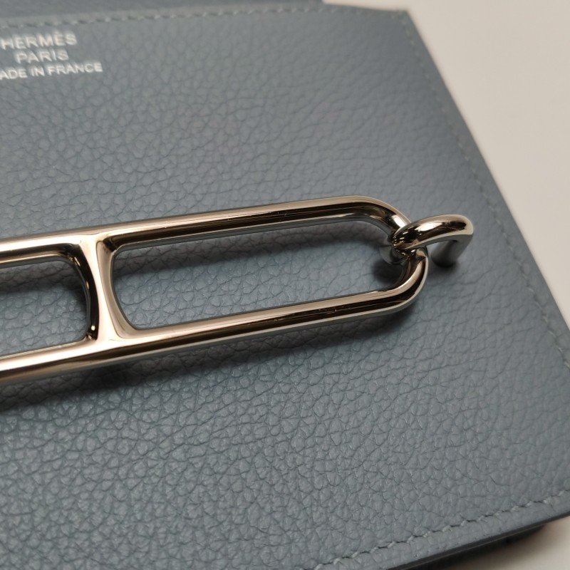 Hermes Roulis Slim豬鼻子子母包錢包Evercolor牛皮銀扣8U冰川藍U刻-8