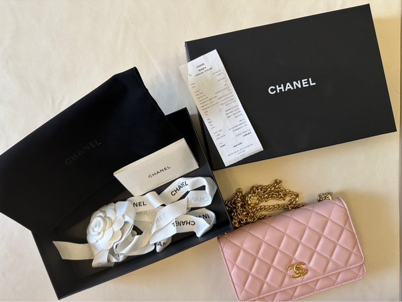 全新 歐洲帶回 小金球經典WOC鏈條包 粉色-0