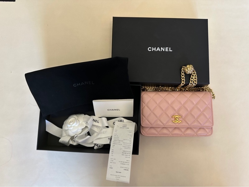 全新 歐洲帶回 小金球經典WOC鏈條包 粉色-1