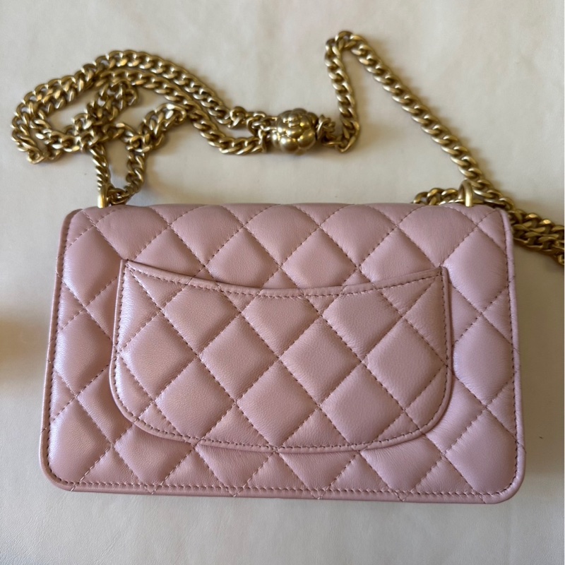 全新 歐洲帶回 小金球經典WOC鏈條包 粉色-3