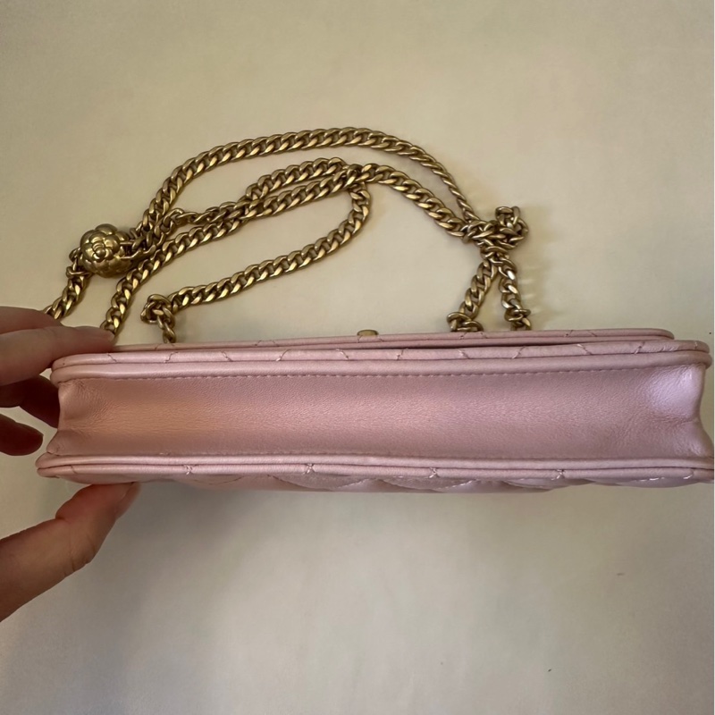 全新 歐洲帶回 小金球經典WOC鏈條包 粉色-5