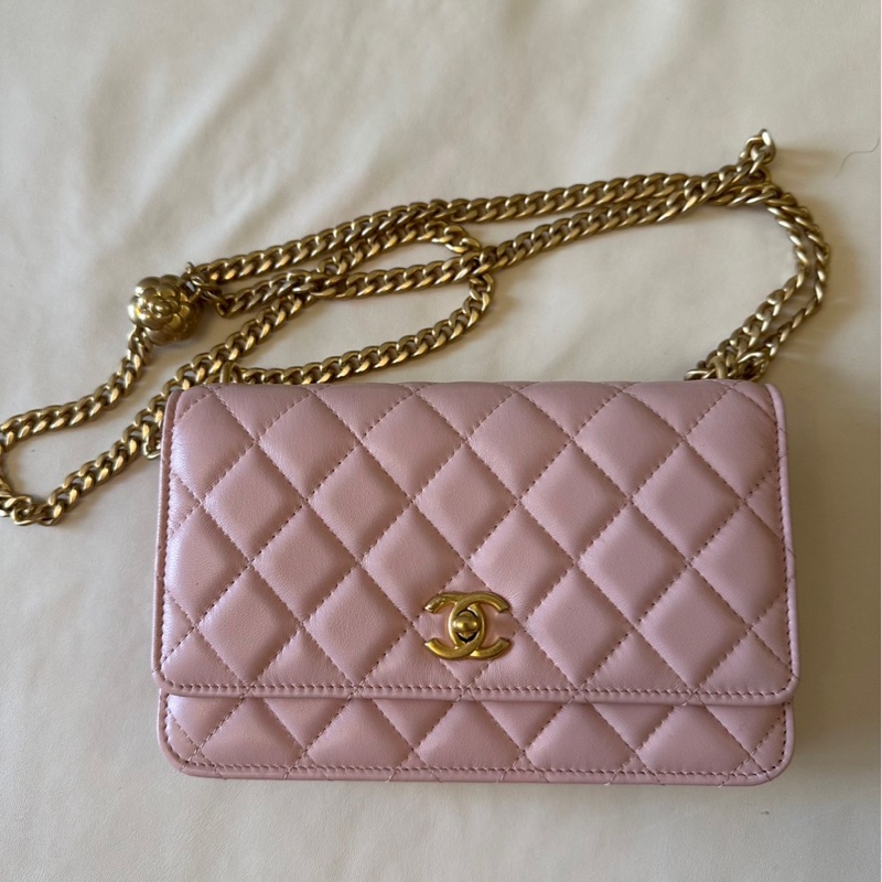 全新 歐洲帶回 小金球經典WOC鏈條包 粉色-8