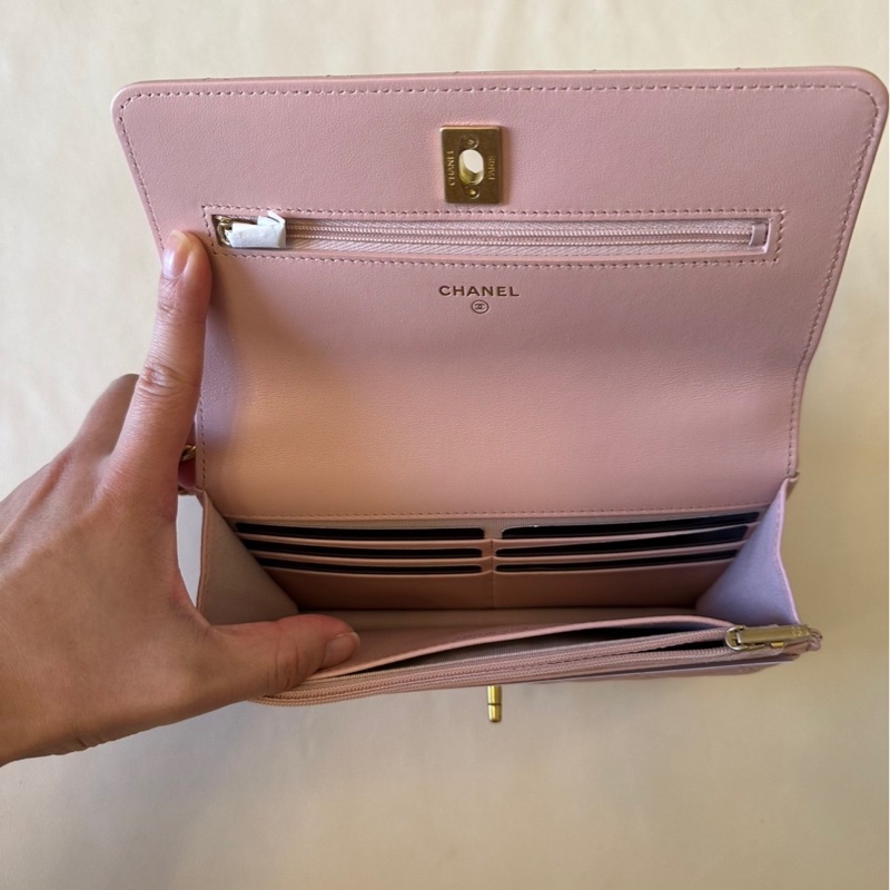 全新 歐洲帶回 小金球經典WOC鏈條包 粉色-11