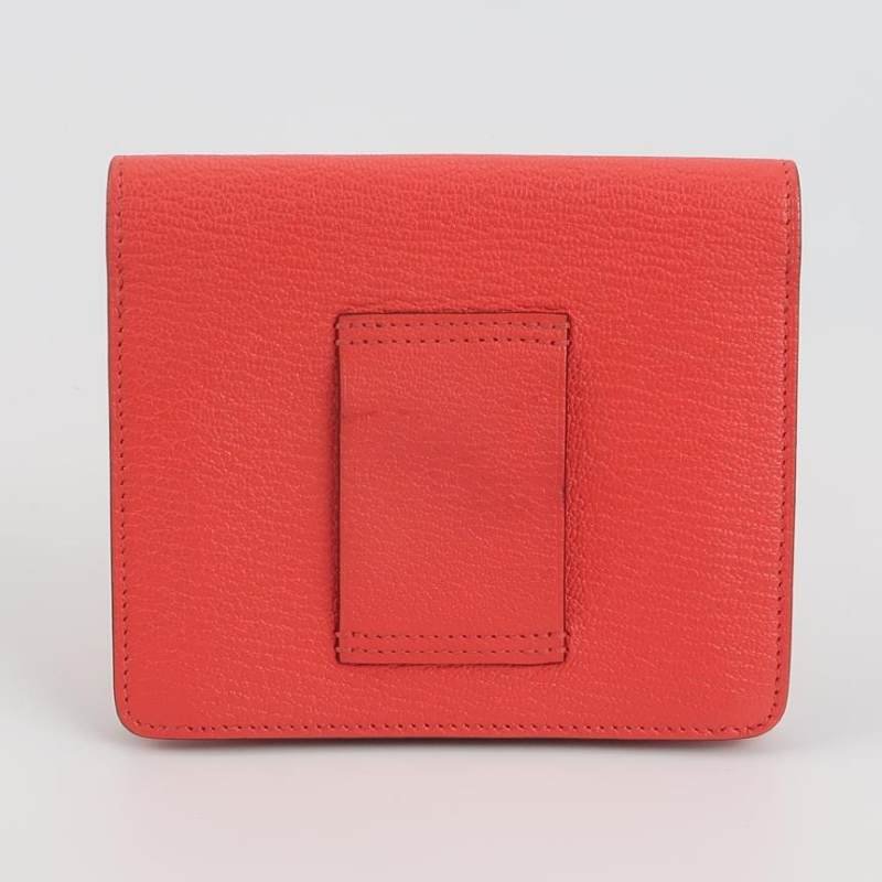 Hermes Roulis Slim豬鼻子子母包錢包ChevreMysore山羊皮銀扣OE德克薩斯粉Y-4