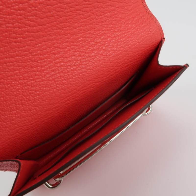 Hermes Roulis Slim豬鼻子子母包錢包ChevreMysore山羊皮銀扣OE德克薩斯粉Y-6