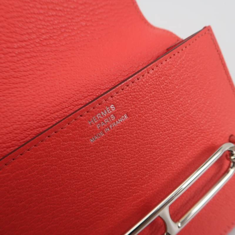 Hermes Roulis Slim豬鼻子子母包錢包ChevreMysore山羊皮銀扣OE德克薩斯粉Y-7