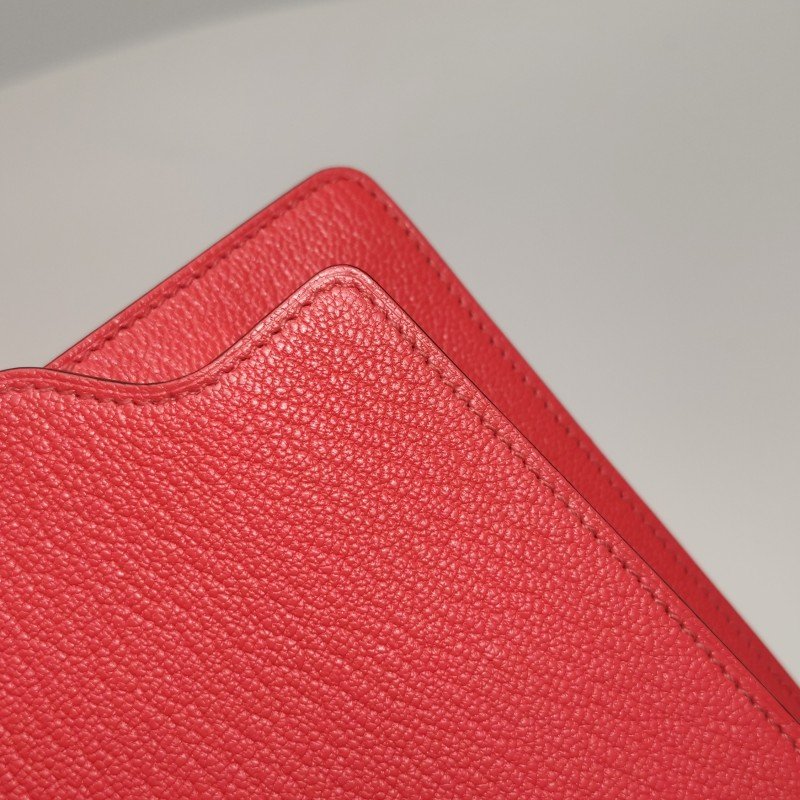 Hermes Roulis Slim豬鼻子子母包錢包ChevreMysore山羊皮銀扣OE德克薩斯粉Y-10