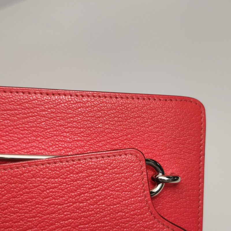 Hermes Roulis Slim豬鼻子子母包錢包ChevreMysore山羊皮銀扣OE德克薩斯粉Y-11