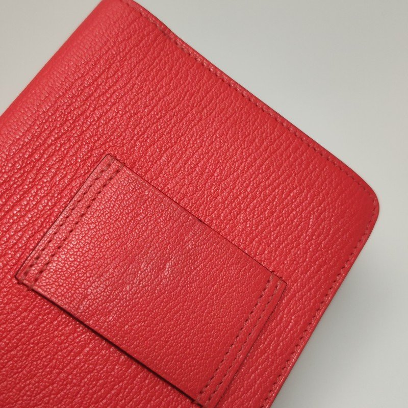 Hermes Roulis Slim豬鼻子子母包錢包ChevreMysore山羊皮銀扣OE德克薩斯粉Y-12