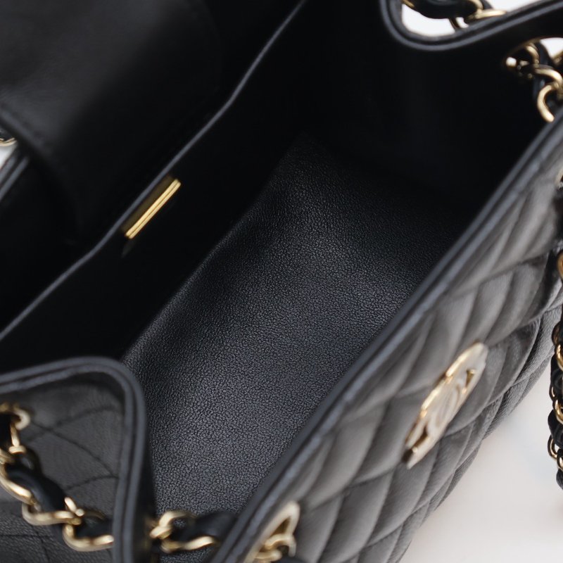 CHANEL Mini tote粒面牛皮水桶包 - 黑金-3