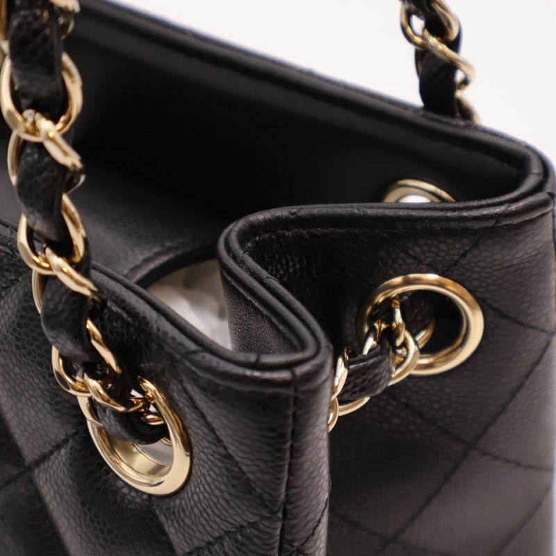 CHANEL Mini tote粒面牛皮水桶包 - 黑金-6