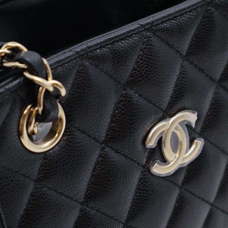 CHANEL Mini tote粒面牛皮水桶包 - 黑金-8