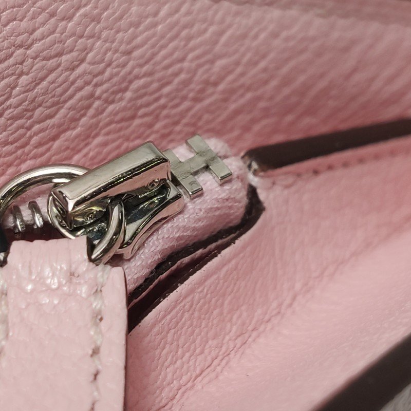 Hermes 1938錢包ChevreMysore山羊皮銀扣3Q櫻花粉D刻 9.8新-8