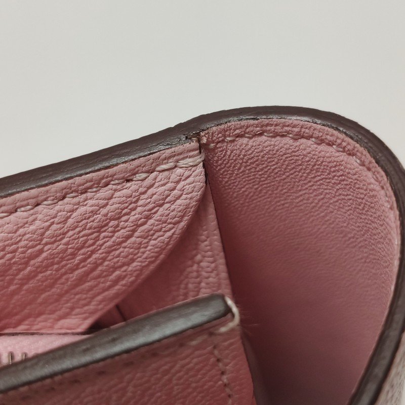 Hermes 1938錢包ChevreMysore山羊皮銀扣3Q櫻花粉D刻 9.8新-10