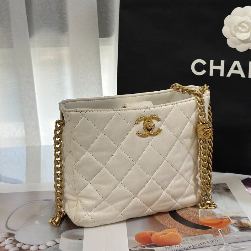CHANEL 23B金柱調節釦Hobo - 白金-0