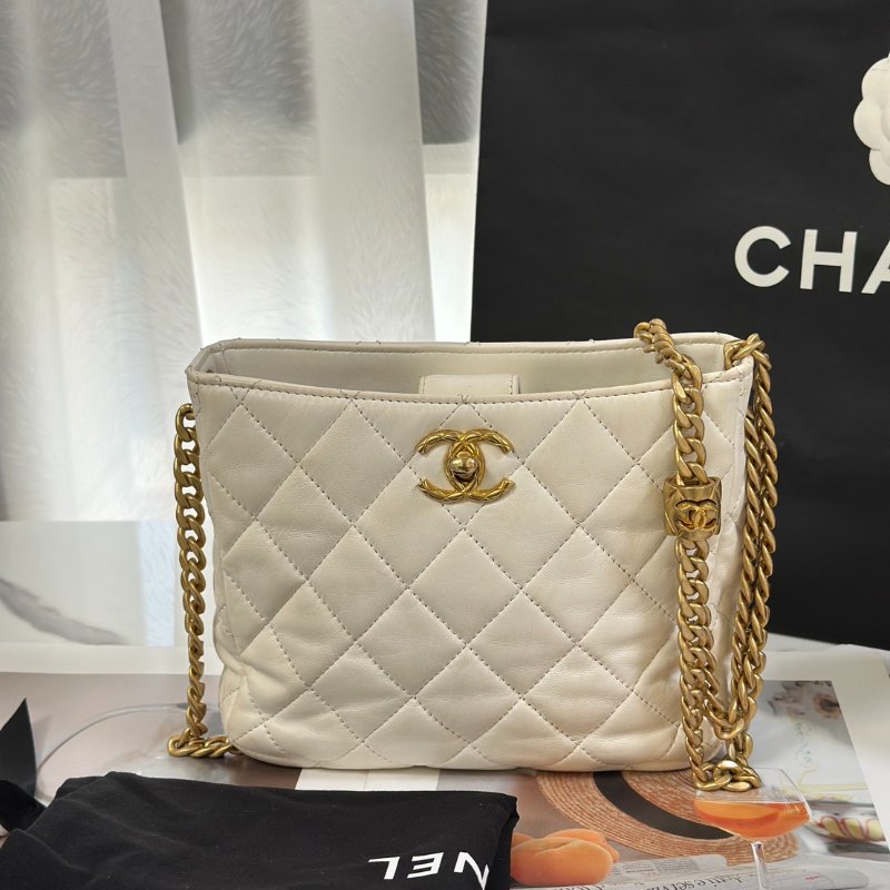 CHANEL 23B金柱調節釦Hobo - 白金-6