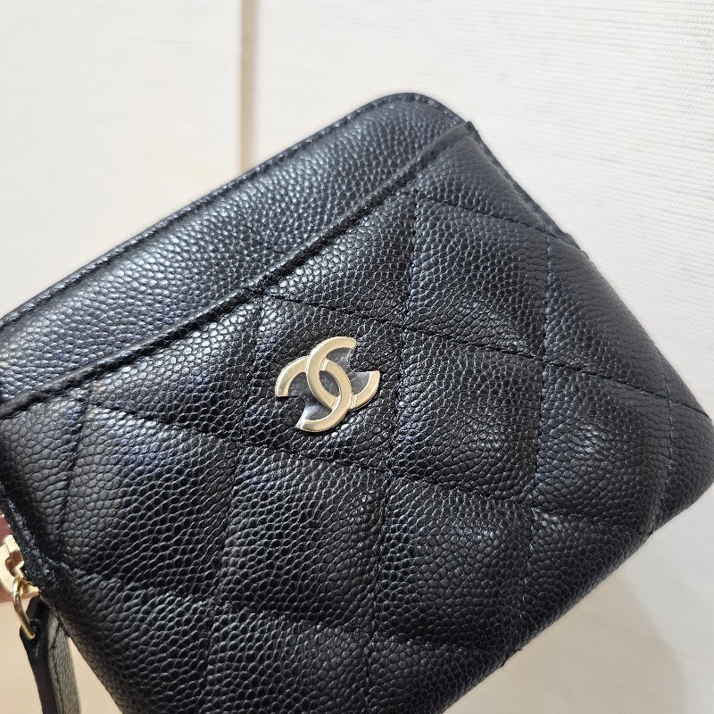 [品況超新吐司🎁] Chanel黑荔枝皮金釦拉鏈零錢卡包-4