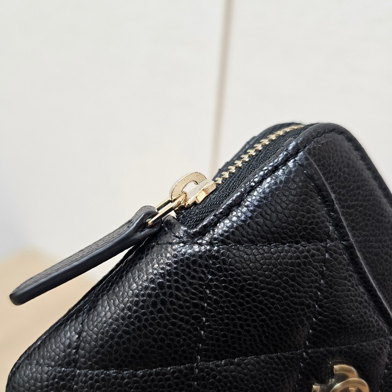 [品況超新吐司🎁] Chanel黑荔枝皮金釦拉鏈零錢卡包-6