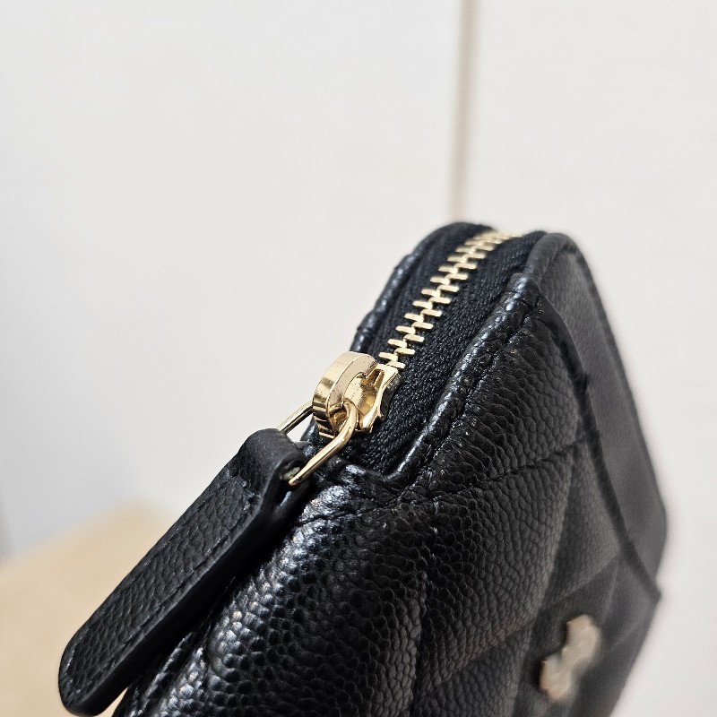 [品況超新吐司🎁] Chanel黑荔枝皮金釦拉鏈零錢卡包-7