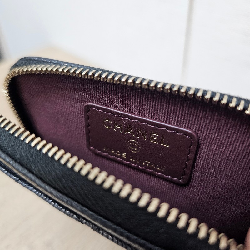 [品況超新吐司🎁] Chanel黑荔枝皮金釦拉鏈零錢卡包-10