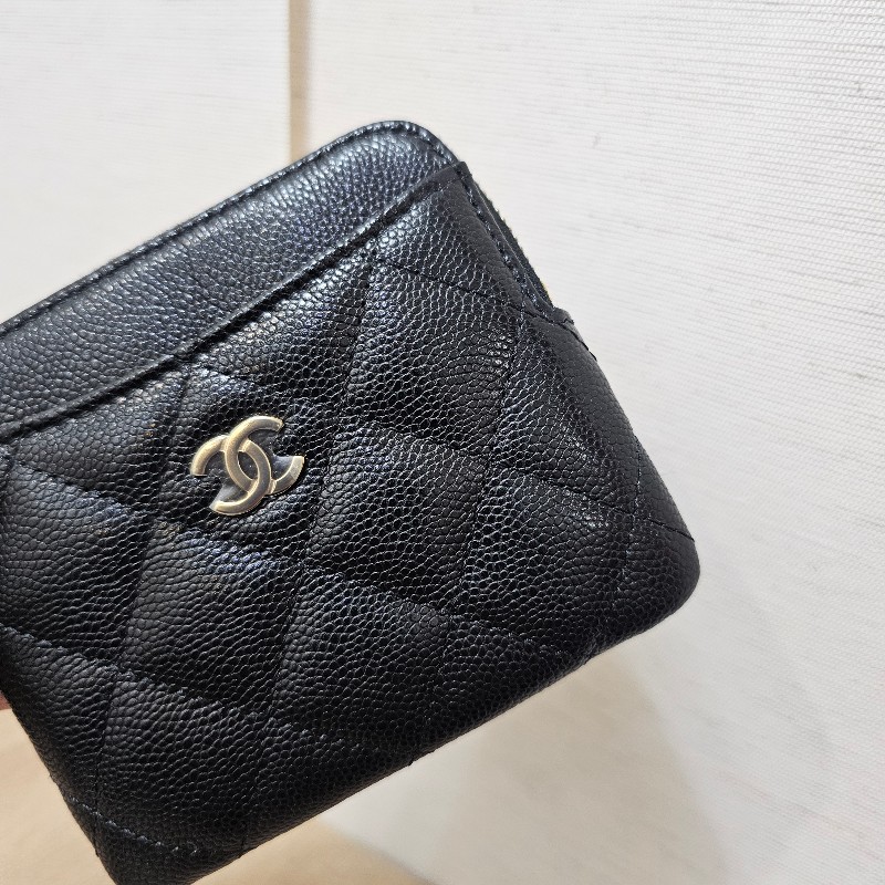 [品況超新吐司🎁] Chanel黑荔枝皮金釦拉鏈零錢卡包-12