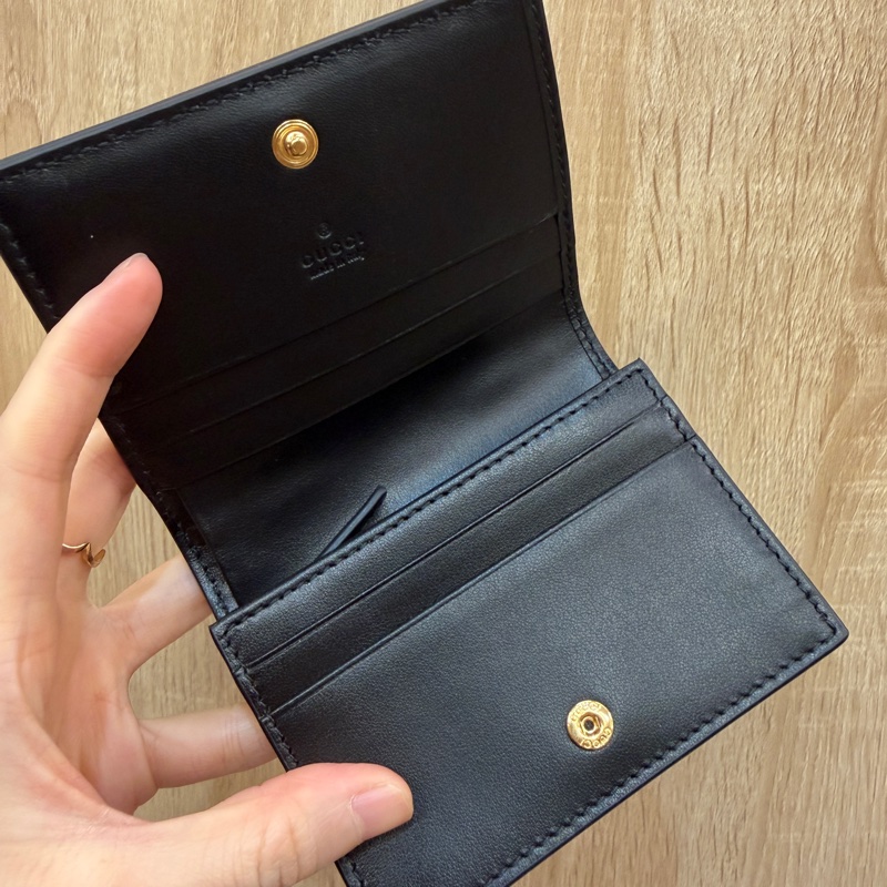 Gucci 黑牛皮壓紋Matelasse金釦mini短夾-9