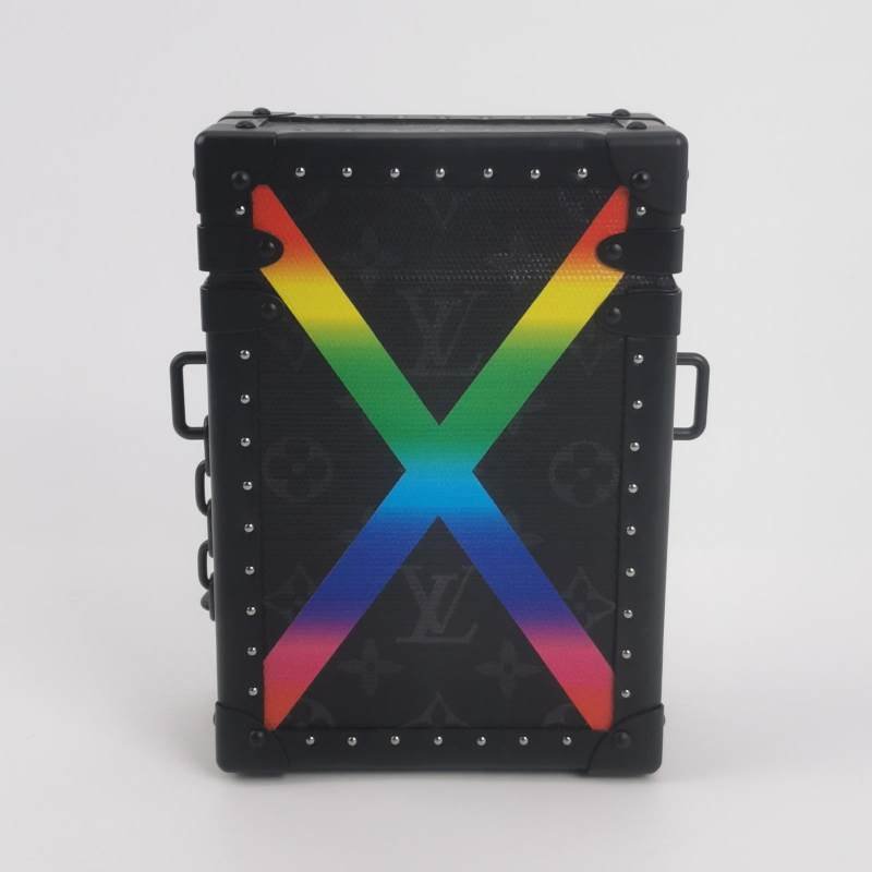 Louis Vuitton(LV)SoftTrunk牛皮老花鉚釘包角斜挎包單肩包-4