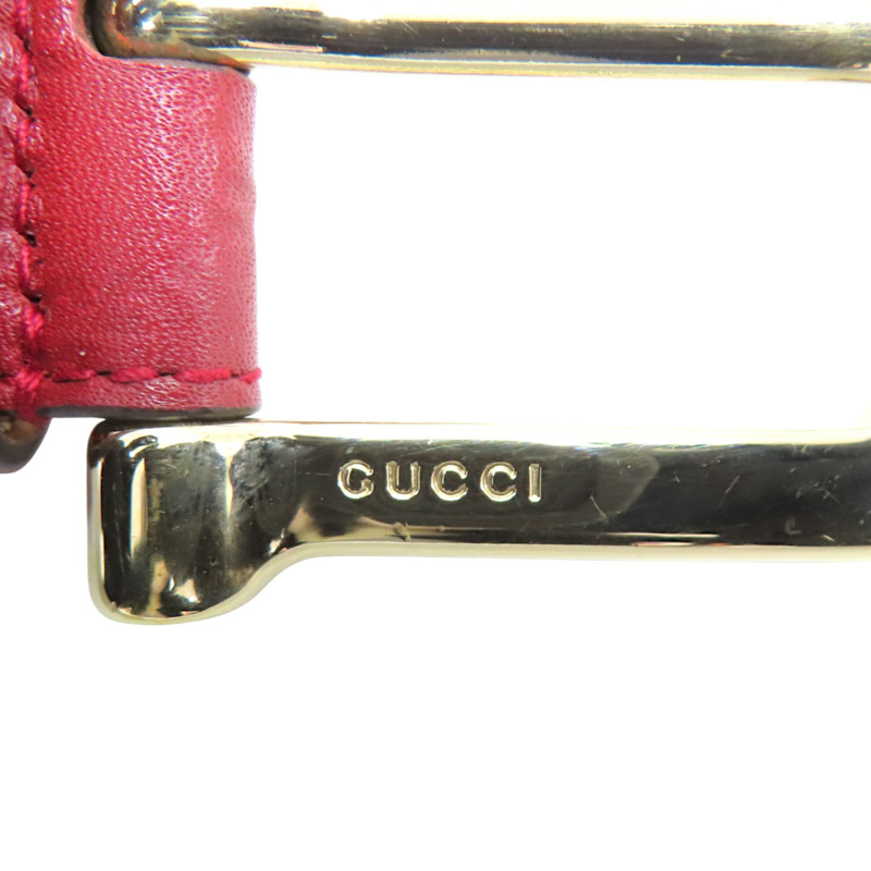 酒紅色 牛皮 雙G印花 皮帶 96公分【GUCCI 古馳】 281548-2