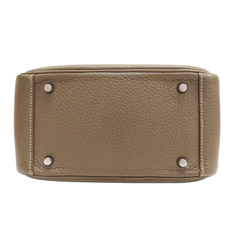 大象灰 Taurillon牛皮 Mini Lindy 肩背包 銀釦 U刻【HERMES 愛馬仕】 H079086CK18-3