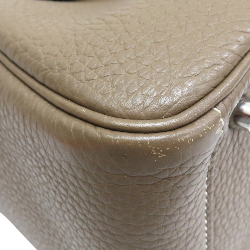 大象灰 Taurillon牛皮 Mini Lindy 肩背包 銀釦 U刻【HERMES 愛馬仕】 H079086CK18-7