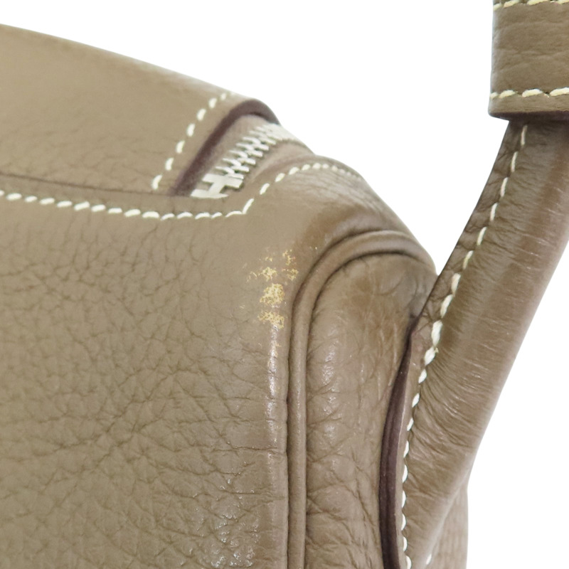 大象灰 Taurillon牛皮 Mini Lindy 肩背包 銀釦 U刻【HERMES 愛馬仕】 H079086CK18-11