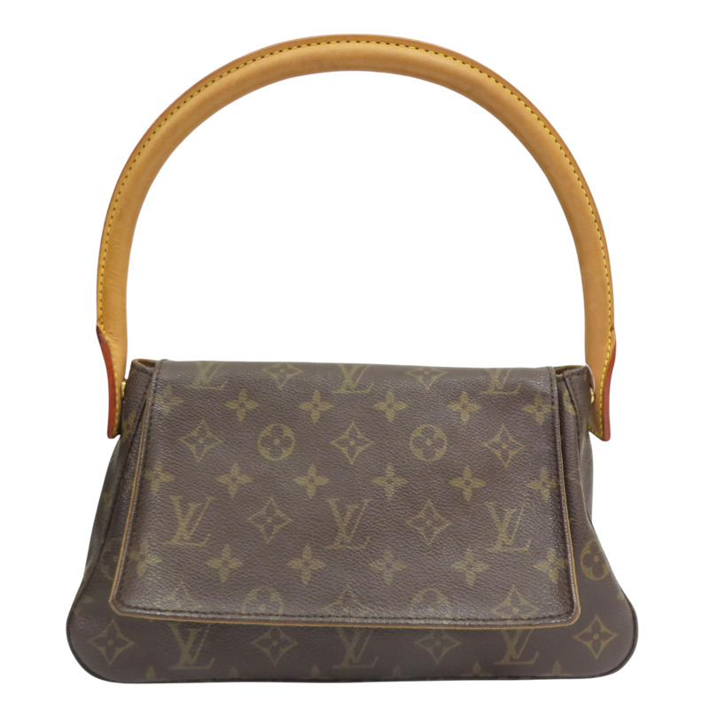 棕色 原花 帆布 Mini Looping 肩背包【LOUIS VUITTON LV 路易威登】 M51147-0