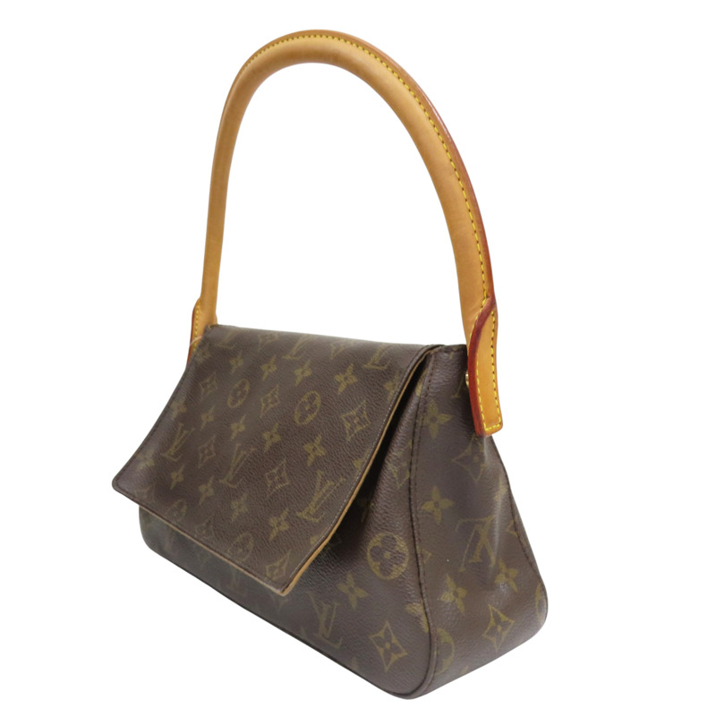 棕色 原花 帆布 Mini Looping 肩背包【LOUIS VUITTON LV 路易威登】 M51147-2