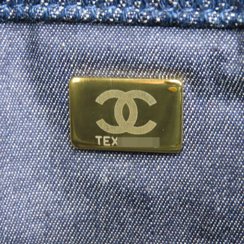 藍色 丹寧布 托特包 金釦【CHANEL 香奈兒】 AS3857-8