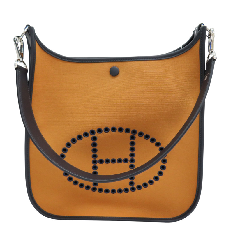 餅乾色帆布 深藍色牛皮 加侖紫內裡 Neo Evelyne 29 肩背包 W刻【HERMES 愛馬仕】 H084546CKAE-0