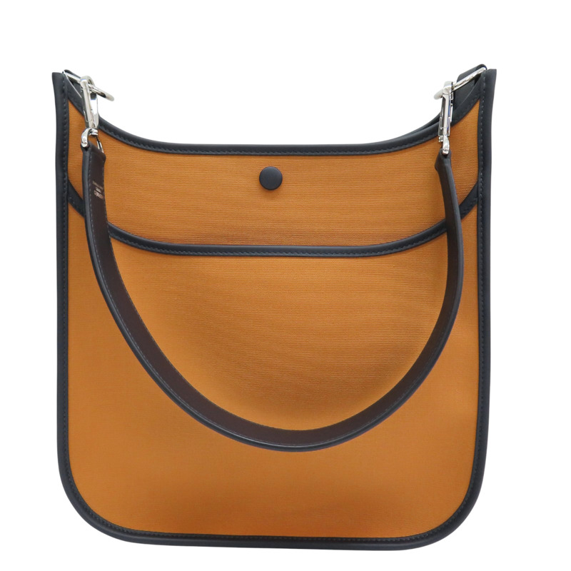 餅乾色帆布 深藍色牛皮 加侖紫內裡 Neo Evelyne 29 肩背包 W刻【HERMES 愛馬仕】 H084546CKAE-1