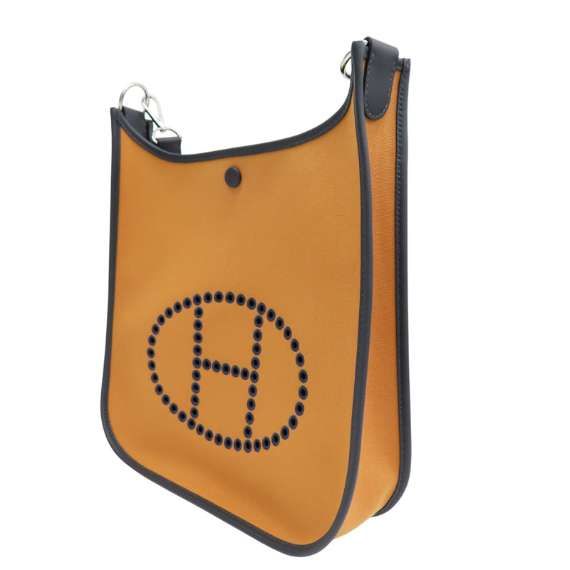 餅乾色帆布 深藍色牛皮 加侖紫內裡 Neo Evelyne 29 肩背包 W刻【HERMES 愛馬仕】 H084546CKAE-2